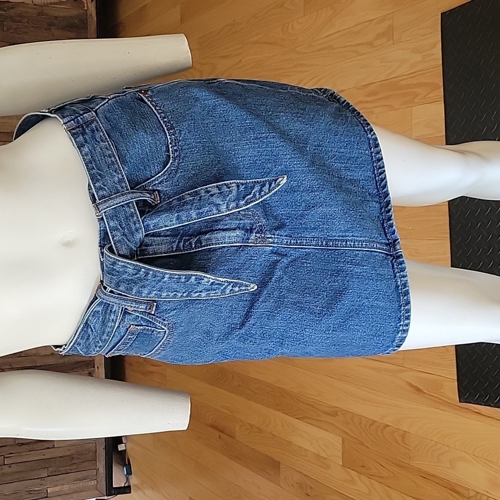 Madewell Rigid Straight Denim    Mini Skirt With Tie Waist